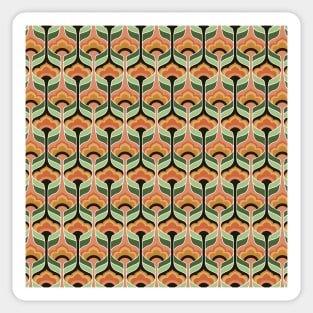 Peach, Yellow, and Green Bubble Flowers Seamless Pattern 1970s Inspired Sticker